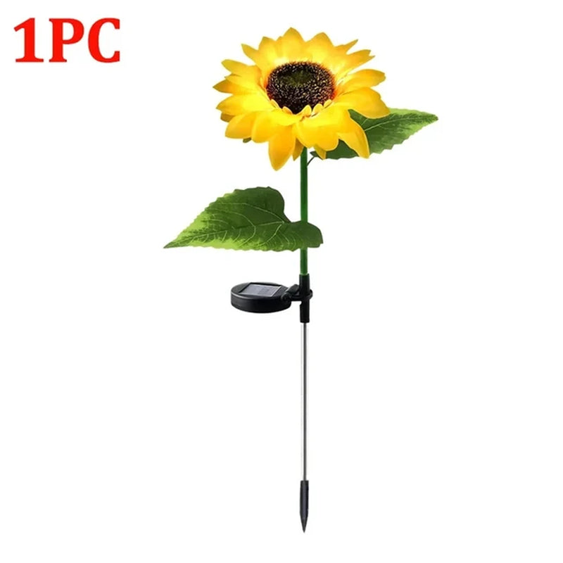 1Pc Solar Sunflower Lights Garden Stake Outdoor Waterproof Decorative Solar Powered Patio Garden Yard Lawn LED Landscape Lights