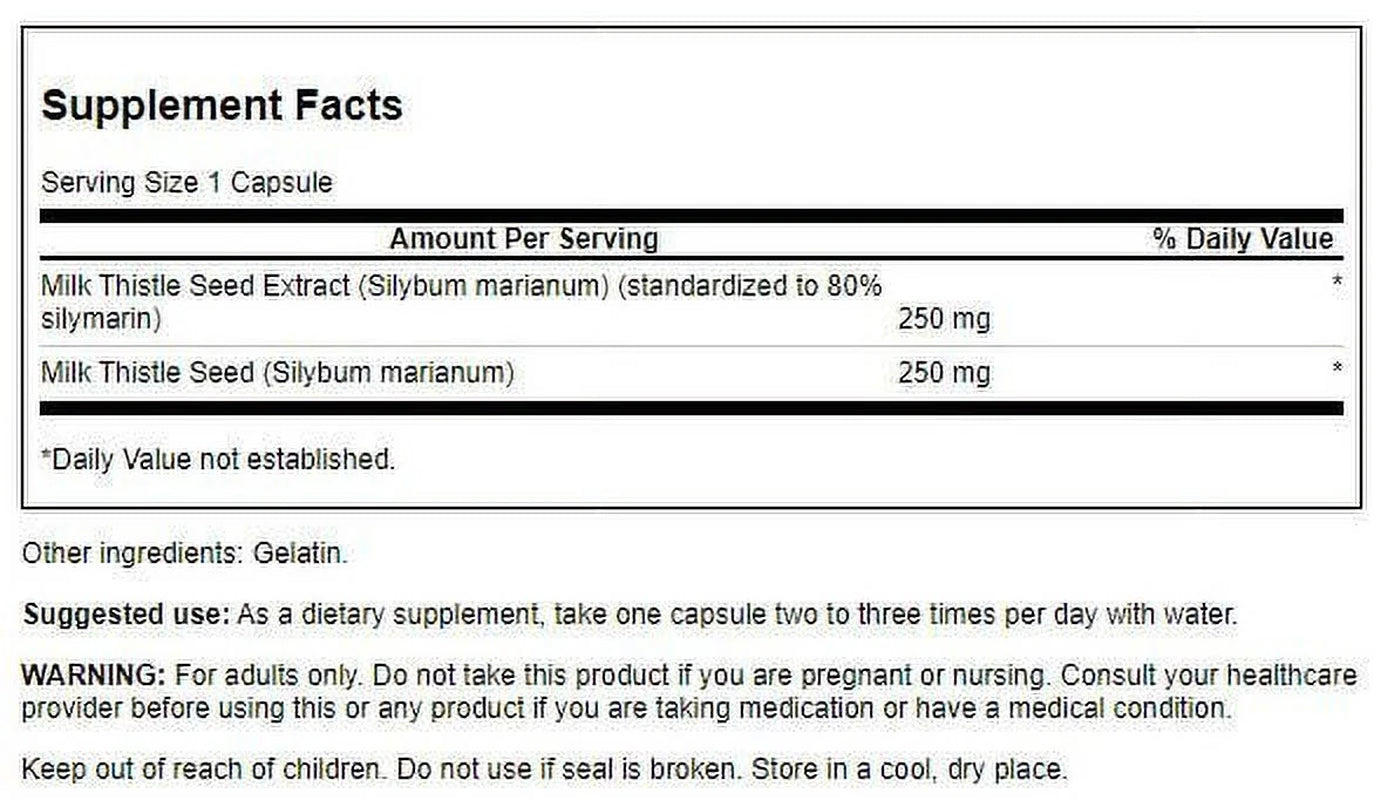 Milk Thistle - Features 80% Silymarin 120 Caps 3 Pack