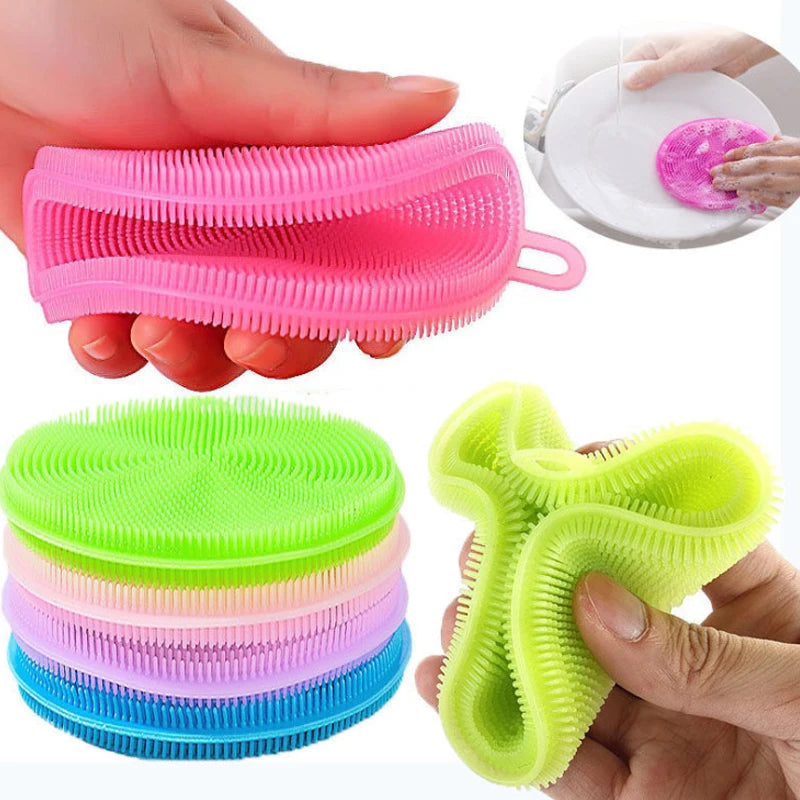 Multifunctional Silicone Brush Kitchen Dishwashing Sourcing Pad Decontamination Pot and Bowl Cleaning Brush anti Hot Table Mat