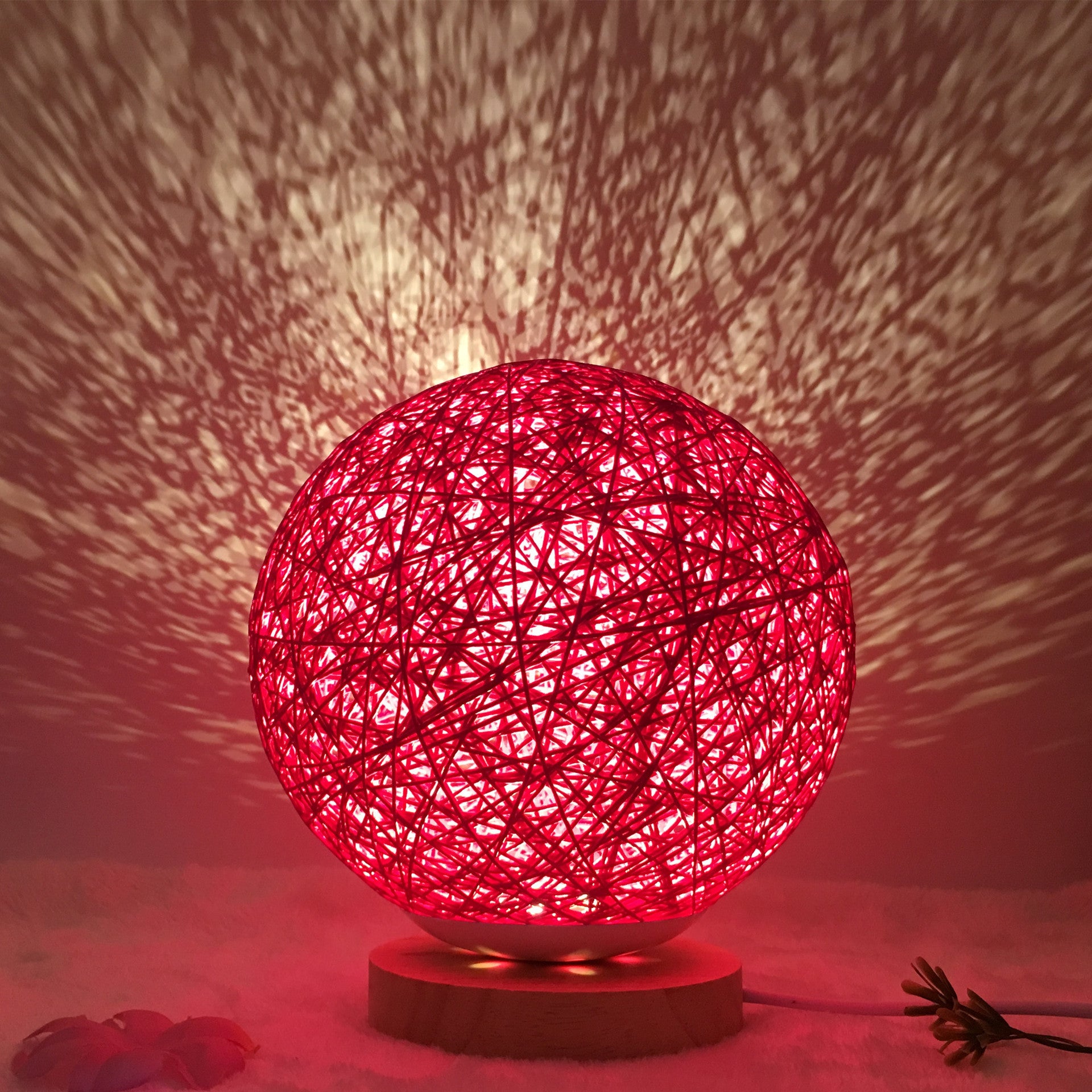 Table Lamp Novel and Unique LED Intelligent Remote Control Rattan Ball Lamp