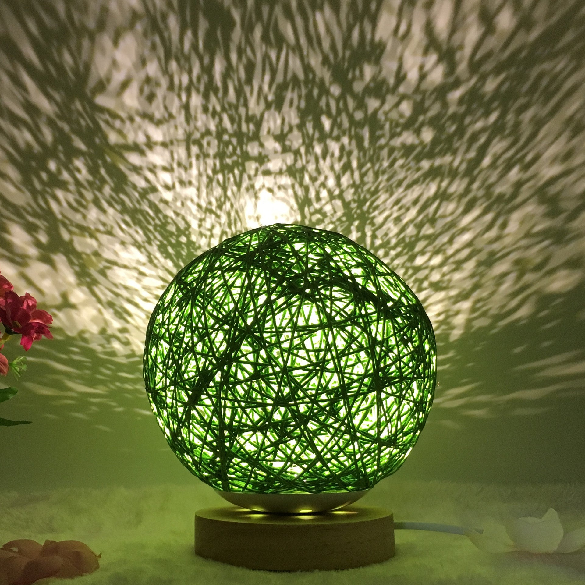 Table Lamp Novel and Unique LED Intelligent Remote Control Rattan Ball Lamp