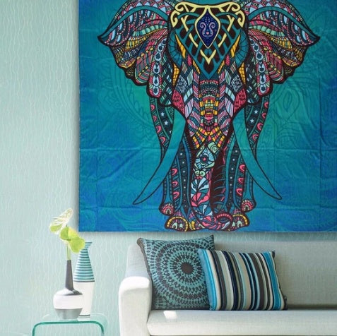 Turquoise Great Elephant Tapestry