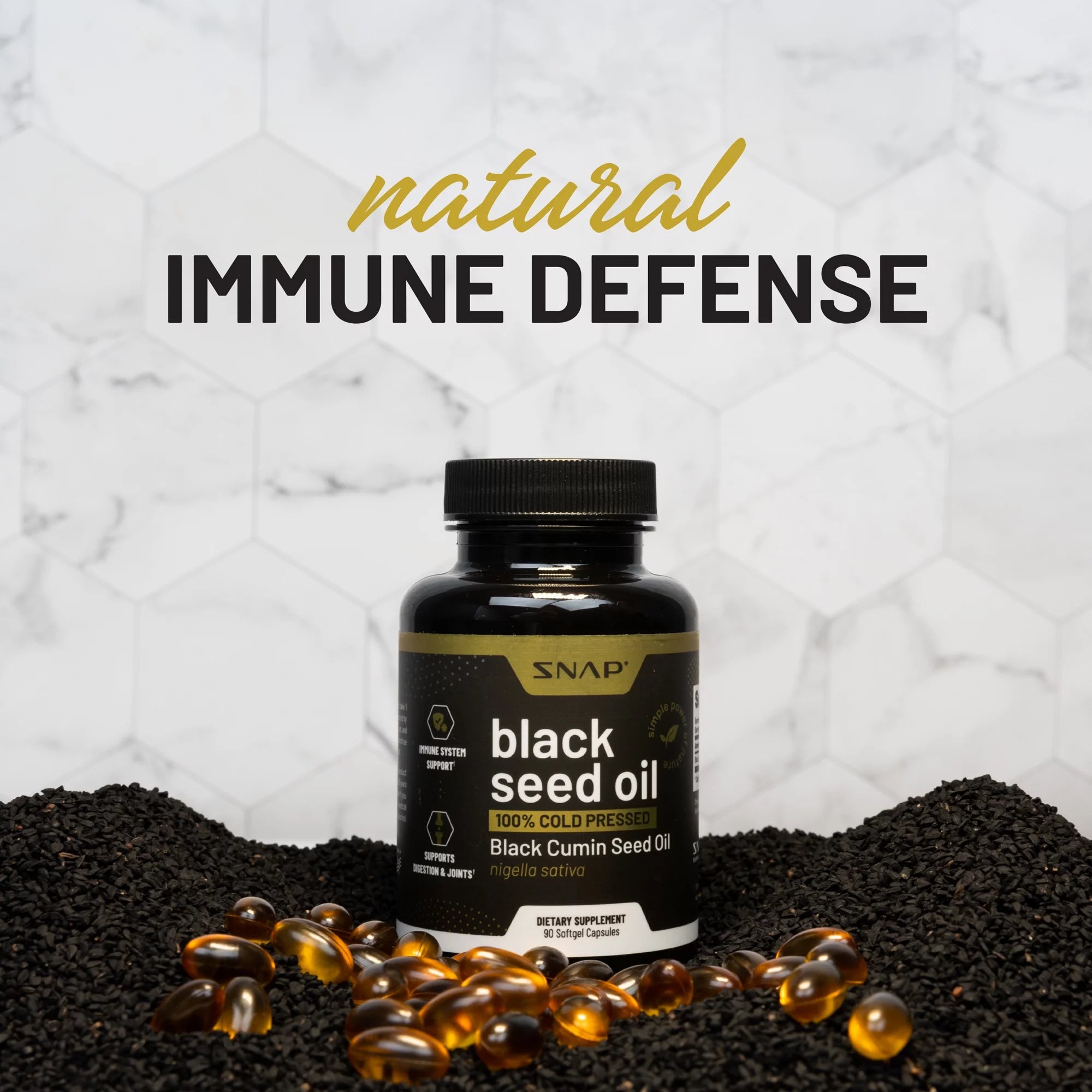 Natural Black Seed Oil Capsules 100% Cold Pressed  (90 Capsules)