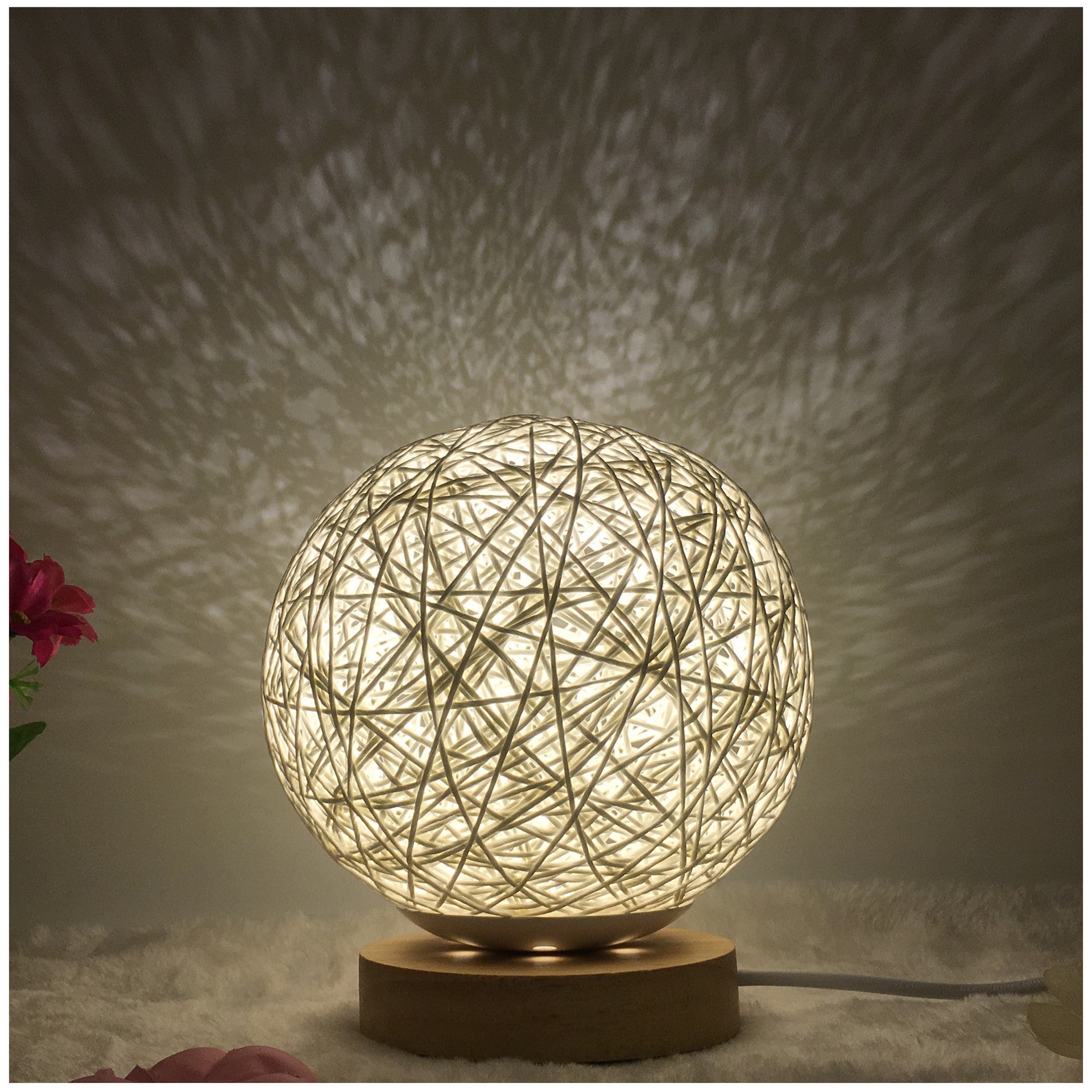 Table Lamp Novel and Unique LED Intelligent Remote Control Rattan Ball Lamp