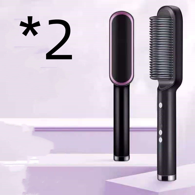 New 2 In 1 Hair Straightener Hot Comb Negative Ion Curling Tong Dual-purpose Electric Hair Brush