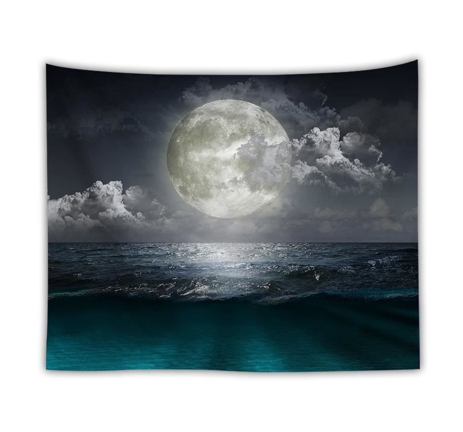 Ocean moon tapestry nature dorm decor wall tapestry