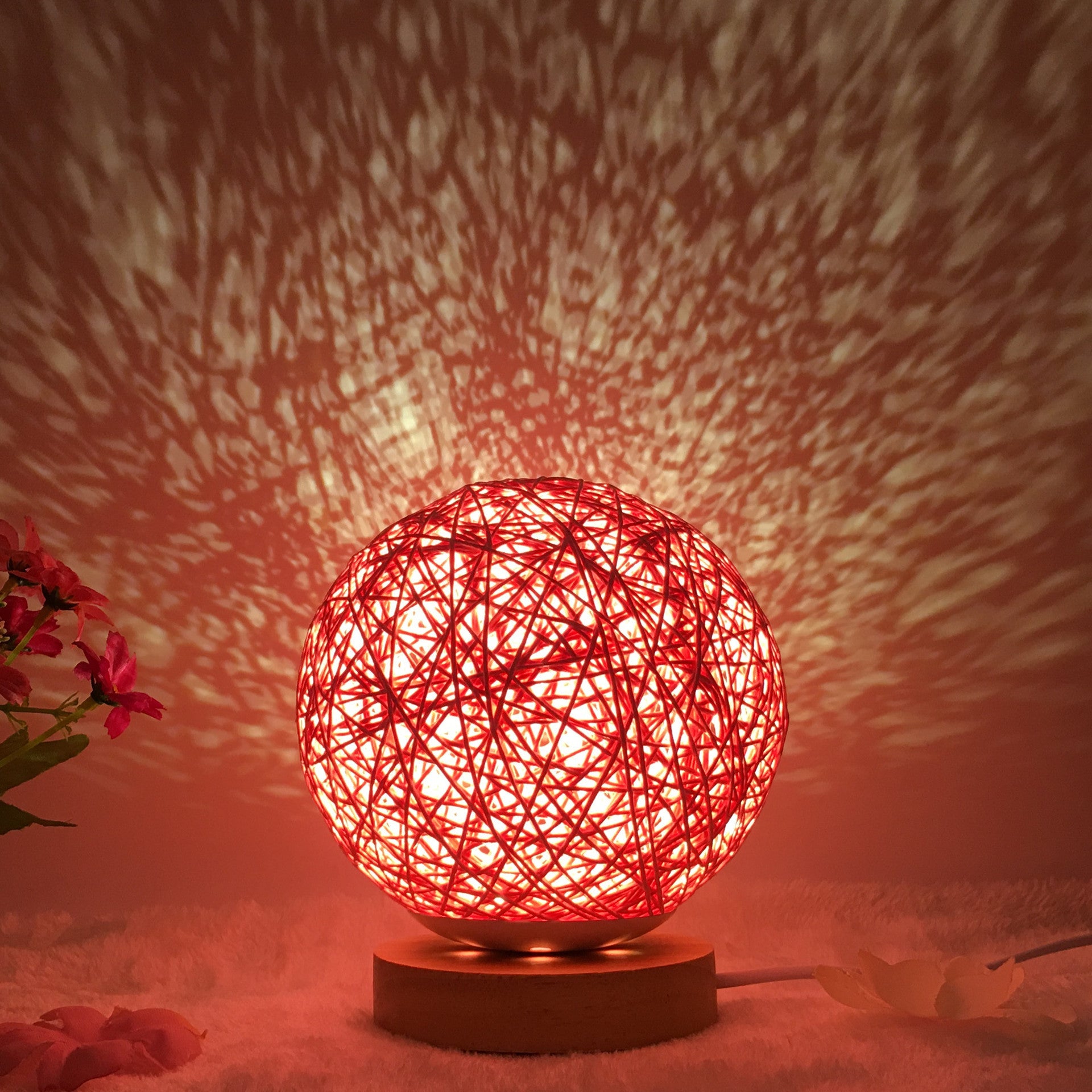 Table Lamp Novel and Unique LED Intelligent Remote Control Rattan Ball Lamp