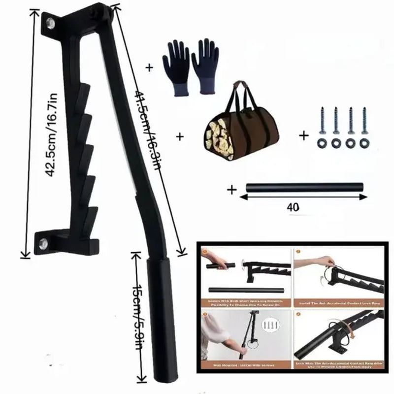 Wood Splitter Wall Mounted Log Splitter Cork Firelighter Separator with Firewood Tote Bag Firewood Cutter