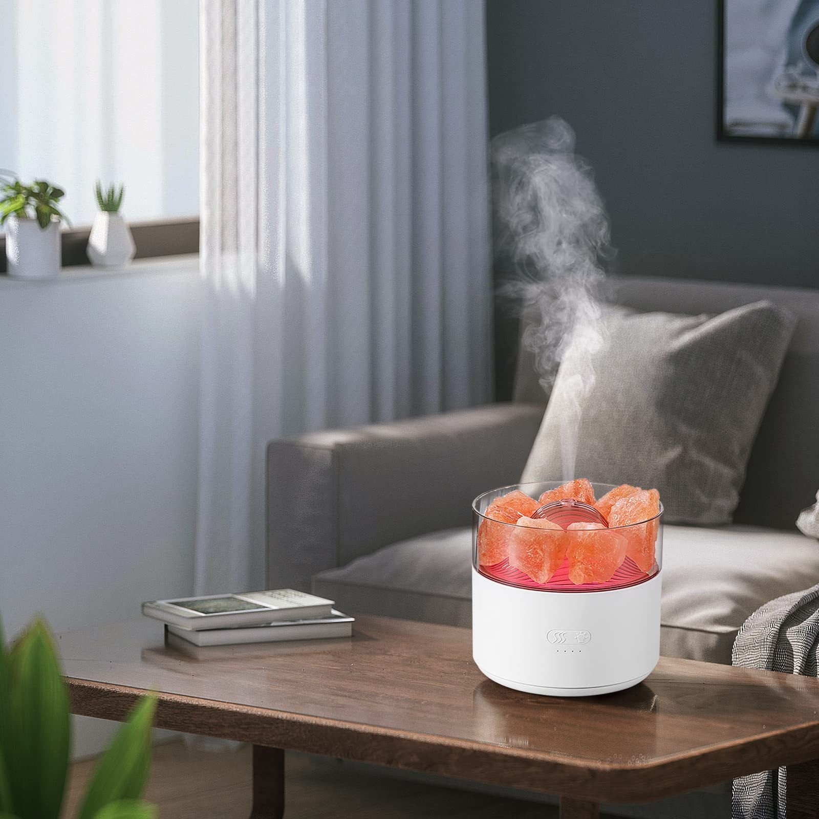 Cool-Mist Impeller Air Humidifier Crystal Salt Aroma Diffuser Incense Machine Fogger Essential Oil Lamp Difusor Ambient Light