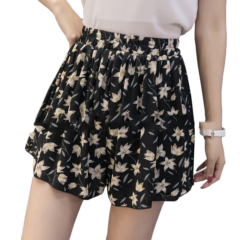 Floral chiffon shorts plus size polka dot shorts