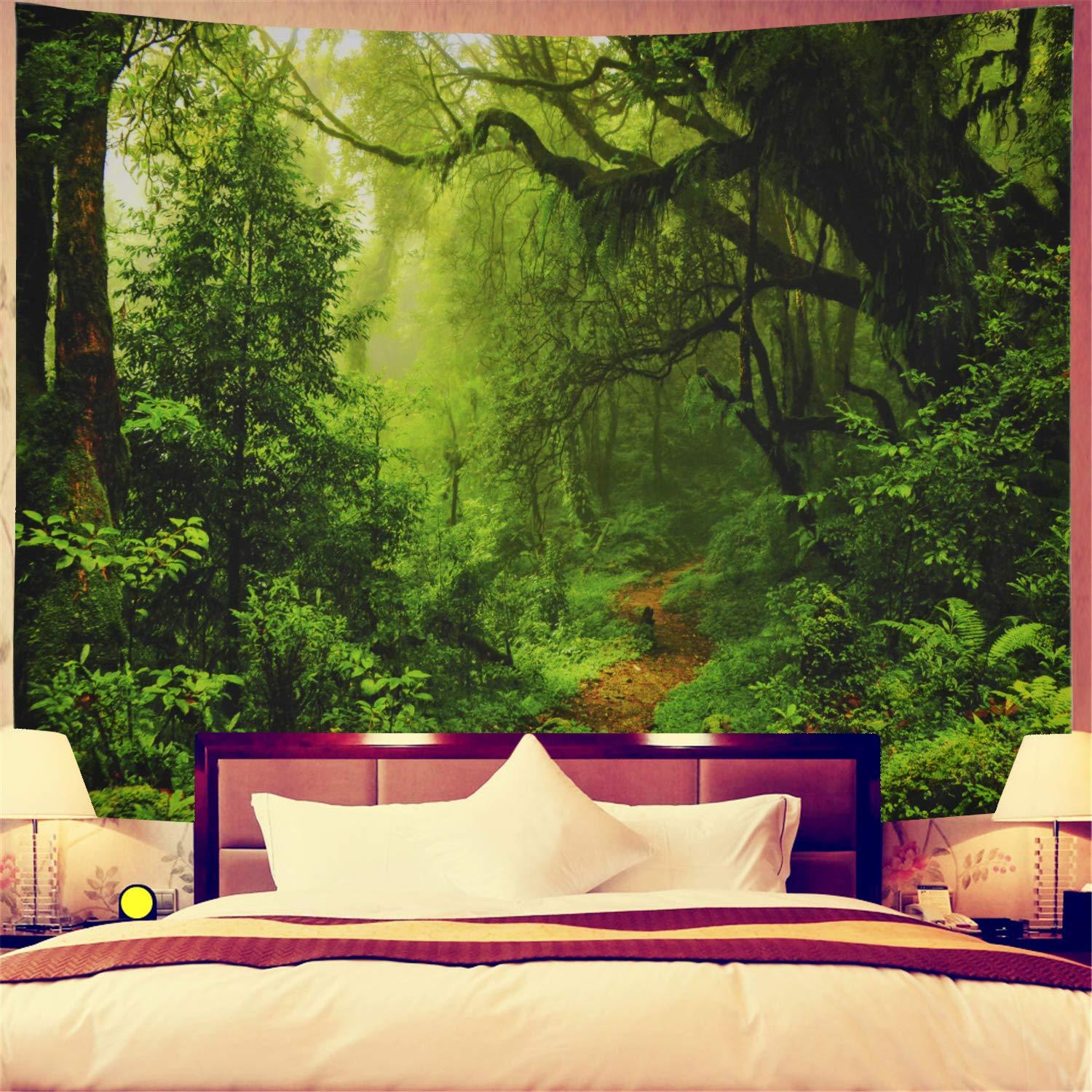 Mossy Forest Pathway Calming Wall Art Tapestry