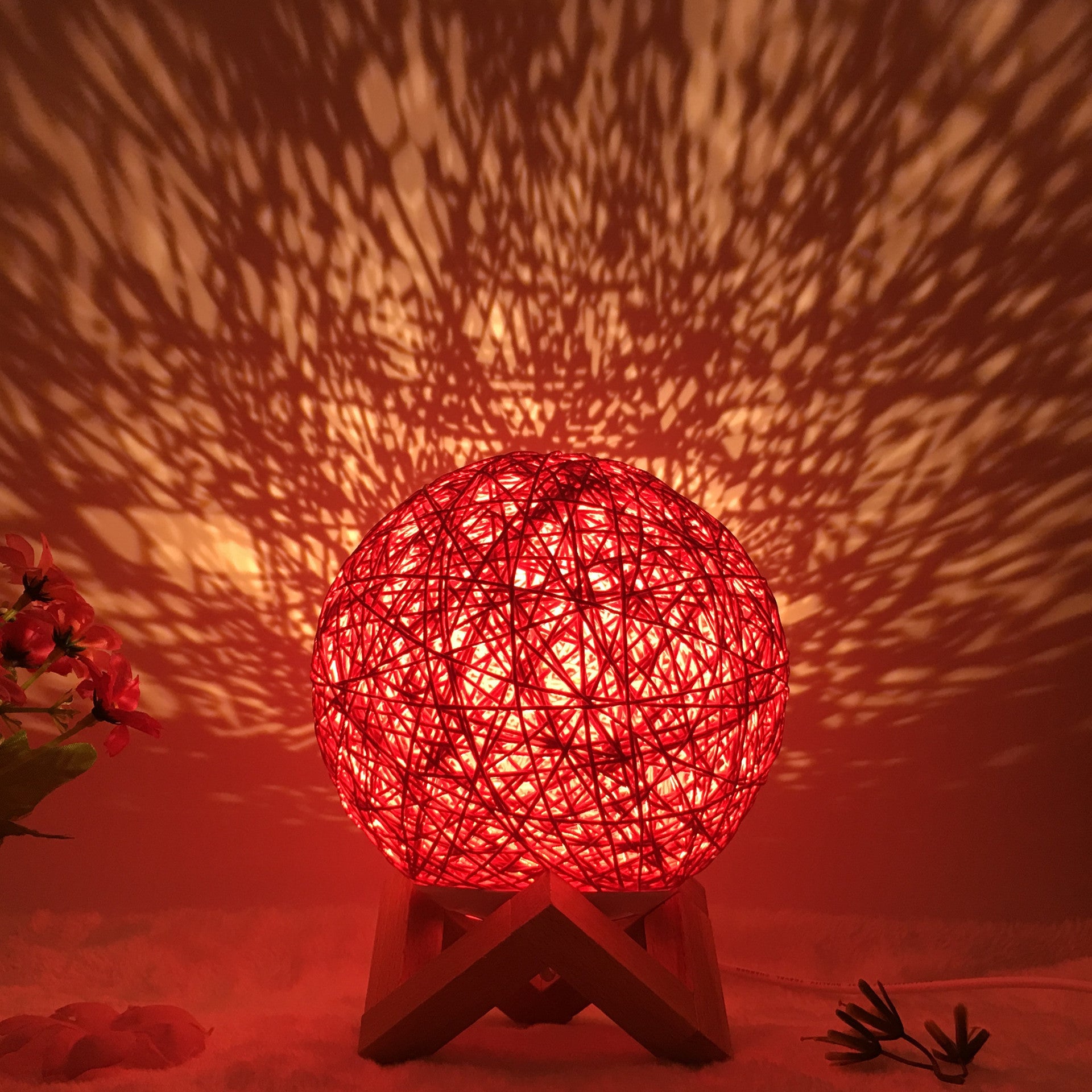 Table Lamp Novel and Unique LED Intelligent Remote Control Rattan Ball Lamp