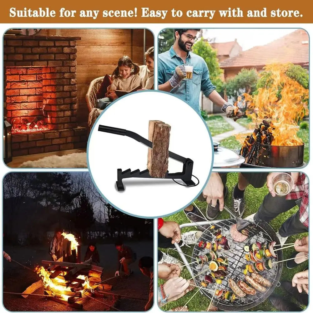 Wood Splitter Wall Mounted Log Splitter Cork Firelighter Separator with Firewood Tote Bag Firewood Cutter