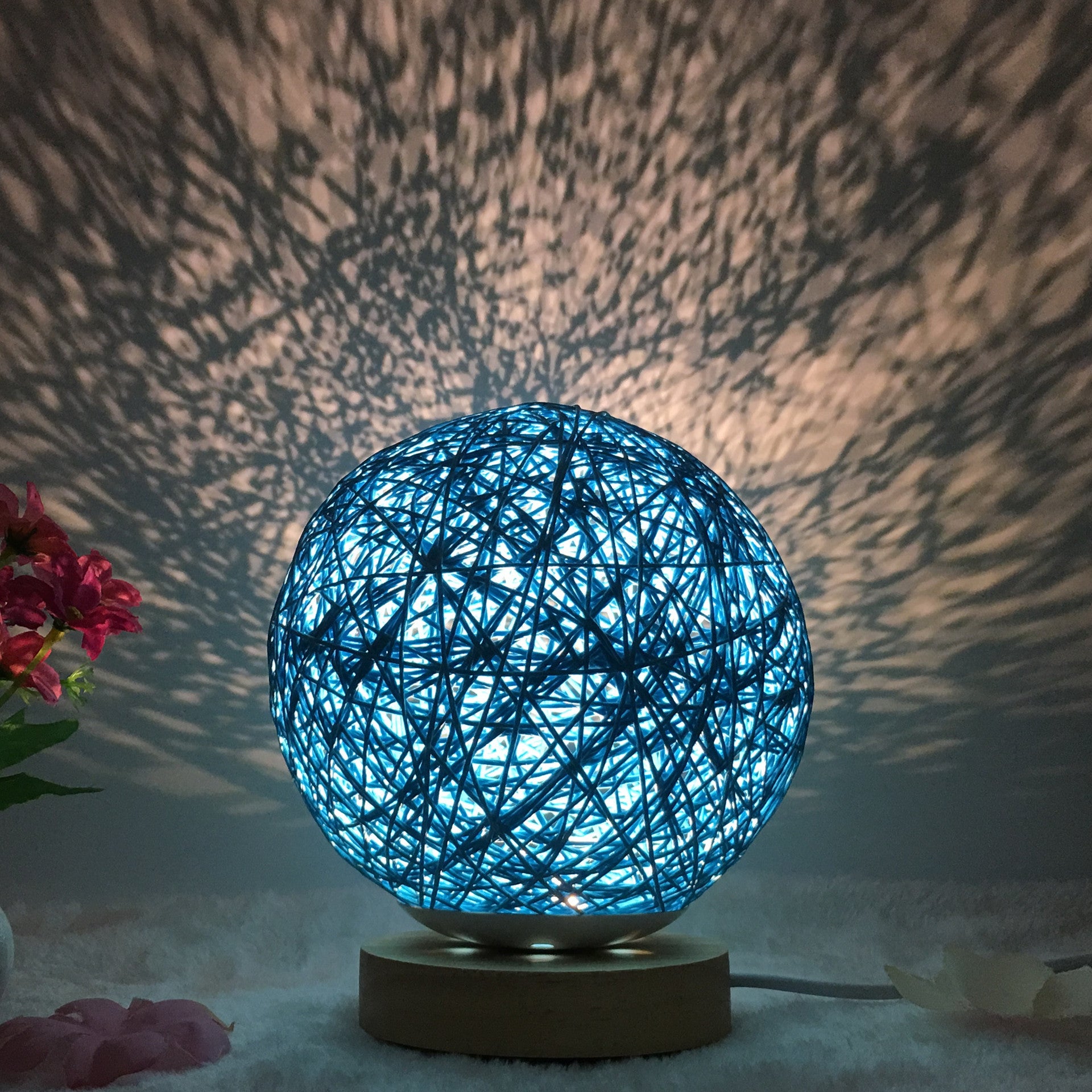 Table Lamp Novel and Unique LED Intelligent Remote Control Rattan Ball Lamp