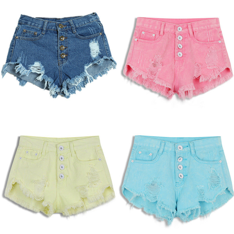 Women's high waist denim shorts