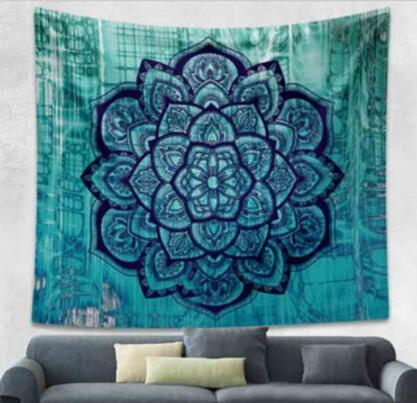 Indian Mandala Tapestry Green Blue Flower Beautiful Wall Art Tapestry 210x150cm Bedspread Beach Towel Yoga Blanket Table Cloth