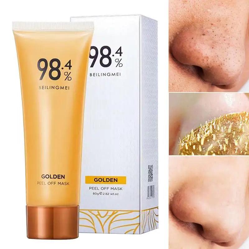 98.4% Beilingmei Gold Foil Peel-Off Mask 24K Gold Foil Peel-Off Masque Firming Facial Mask for Rough Large Pores for Women