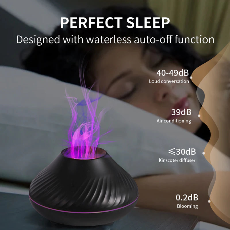 Volcanic Aroma Diffuser Essential Oil Lamp 130Ml USB Portable Air Humidifier with Color Flame Night Light