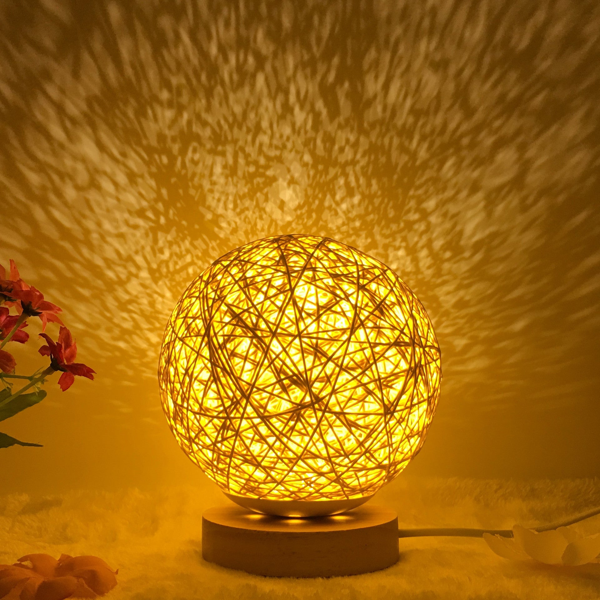 Table Lamp Novel and Unique LED Intelligent Remote Control Rattan Ball Lamp