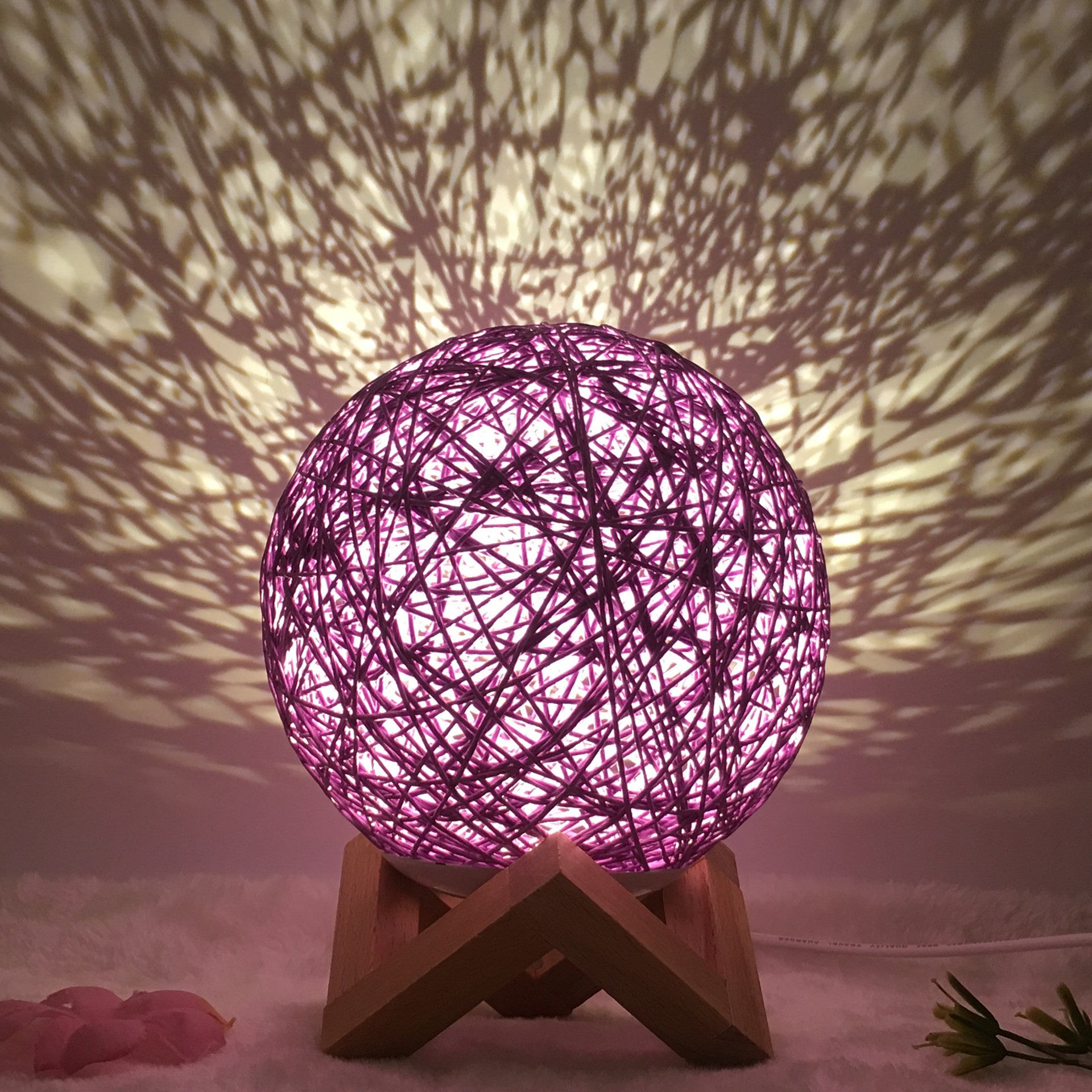 Table Lamp Novel and Unique LED Intelligent Remote Control Rattan Ball Lamp