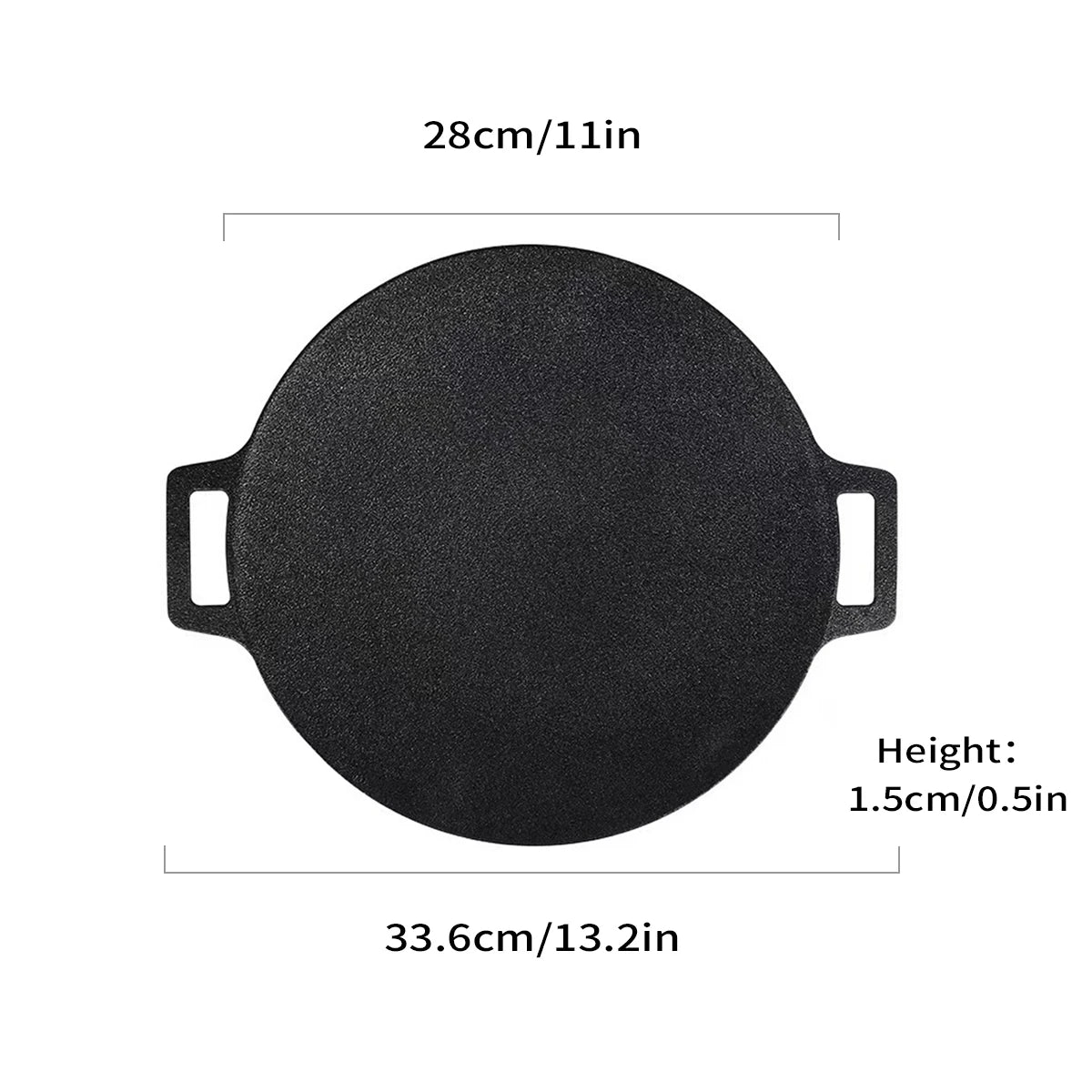 Korean BBQ Grill Pan round Griddle Pan for Gas Open Fire Camping Home Outdoor Stoves Circular Multiple Sizes Black