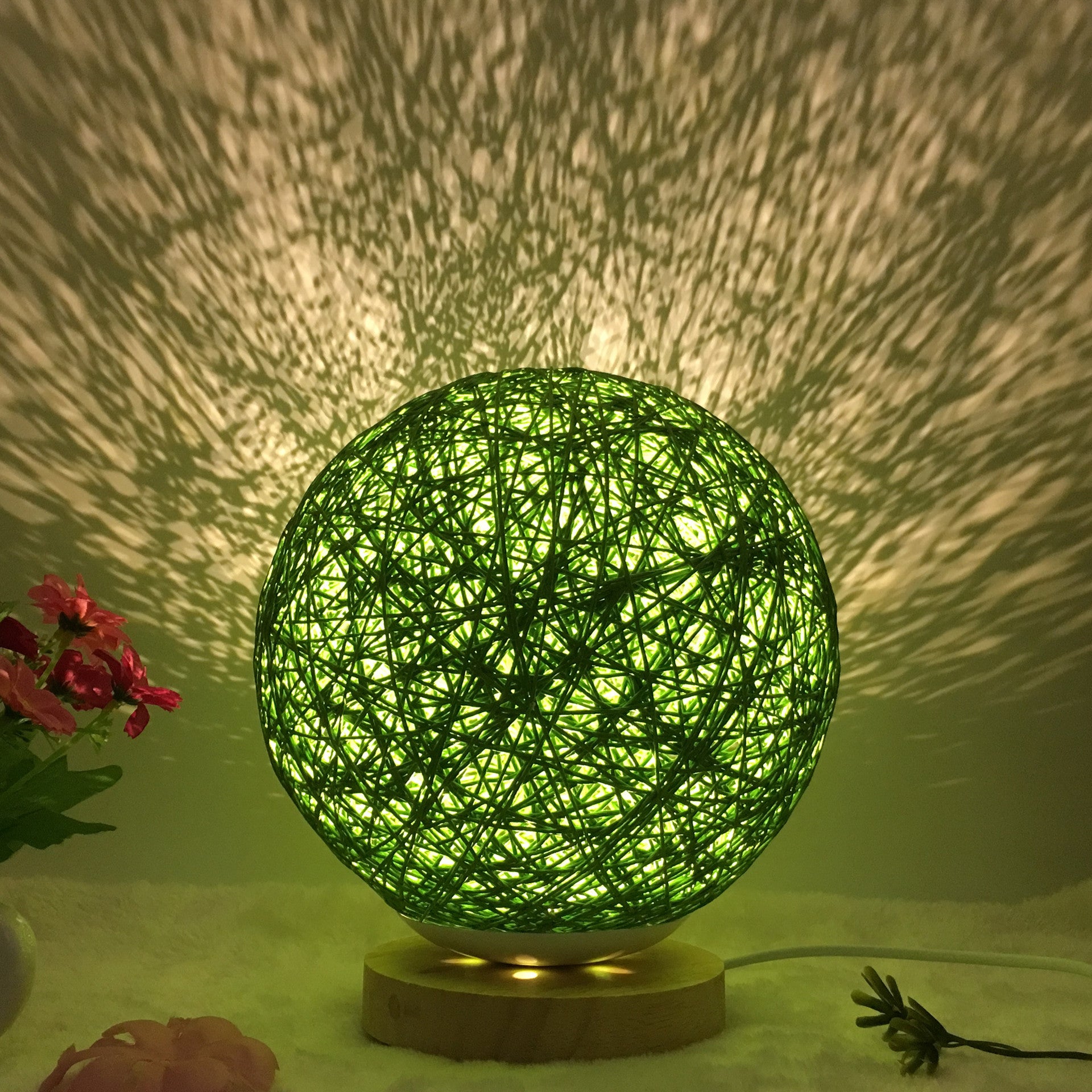 Table Lamp Novel and Unique LED Intelligent Remote Control Rattan Ball Lamp