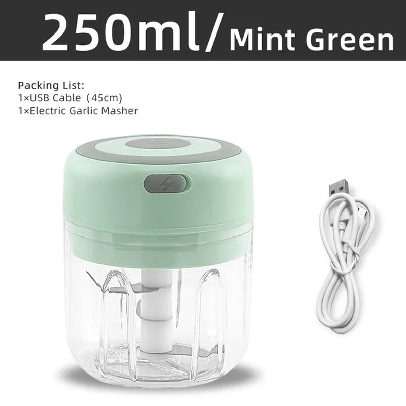 Electric Garlic Grater Mini Chopper USB Charging Vegetable Ginger Onion Mixer Masher Crusher Food Grade Stainless Steel Blenders