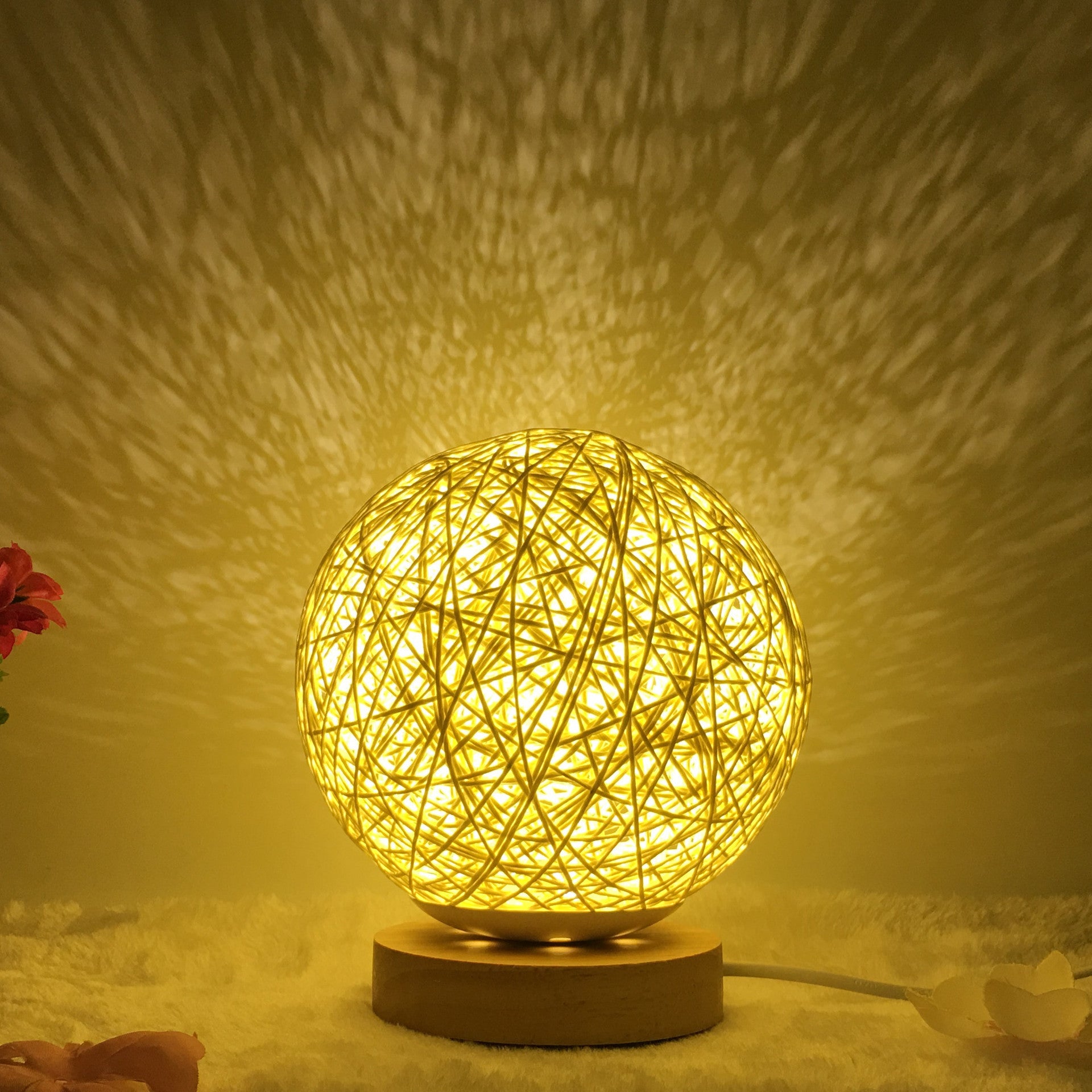 Table Lamp Novel and Unique LED Intelligent Remote Control Rattan Ball Lamp