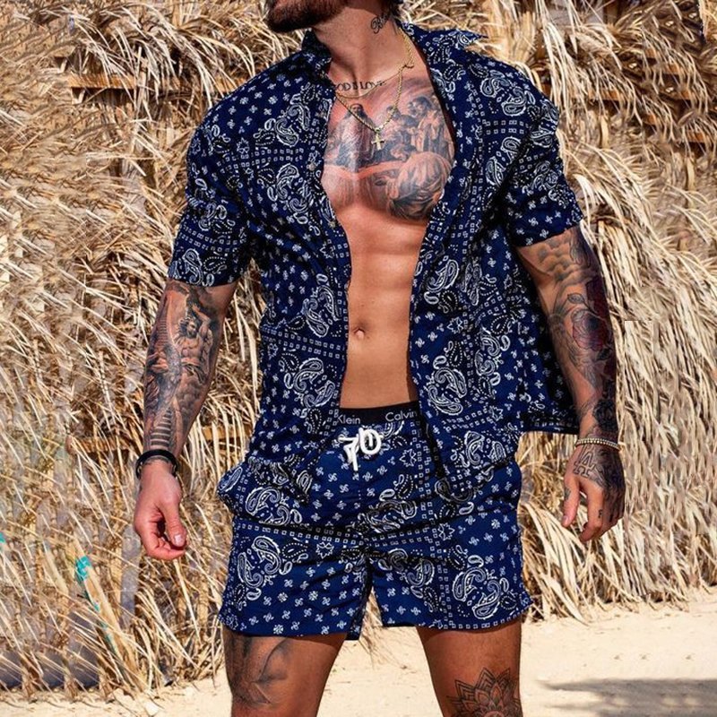 Loose Shirt Casual Men's Shorts Short Sleeve Suit