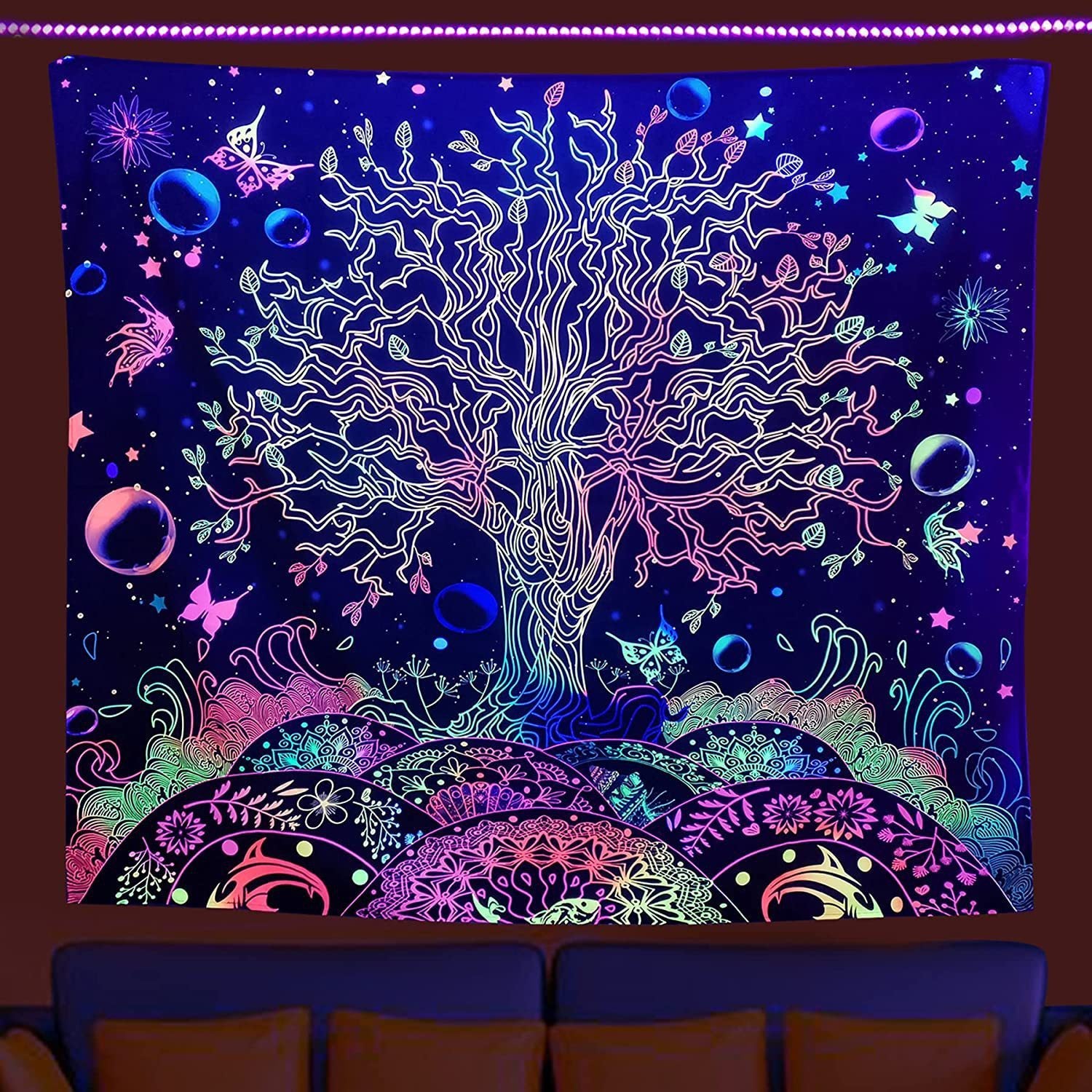 Tree Of Life Nightlight Background Tapestry