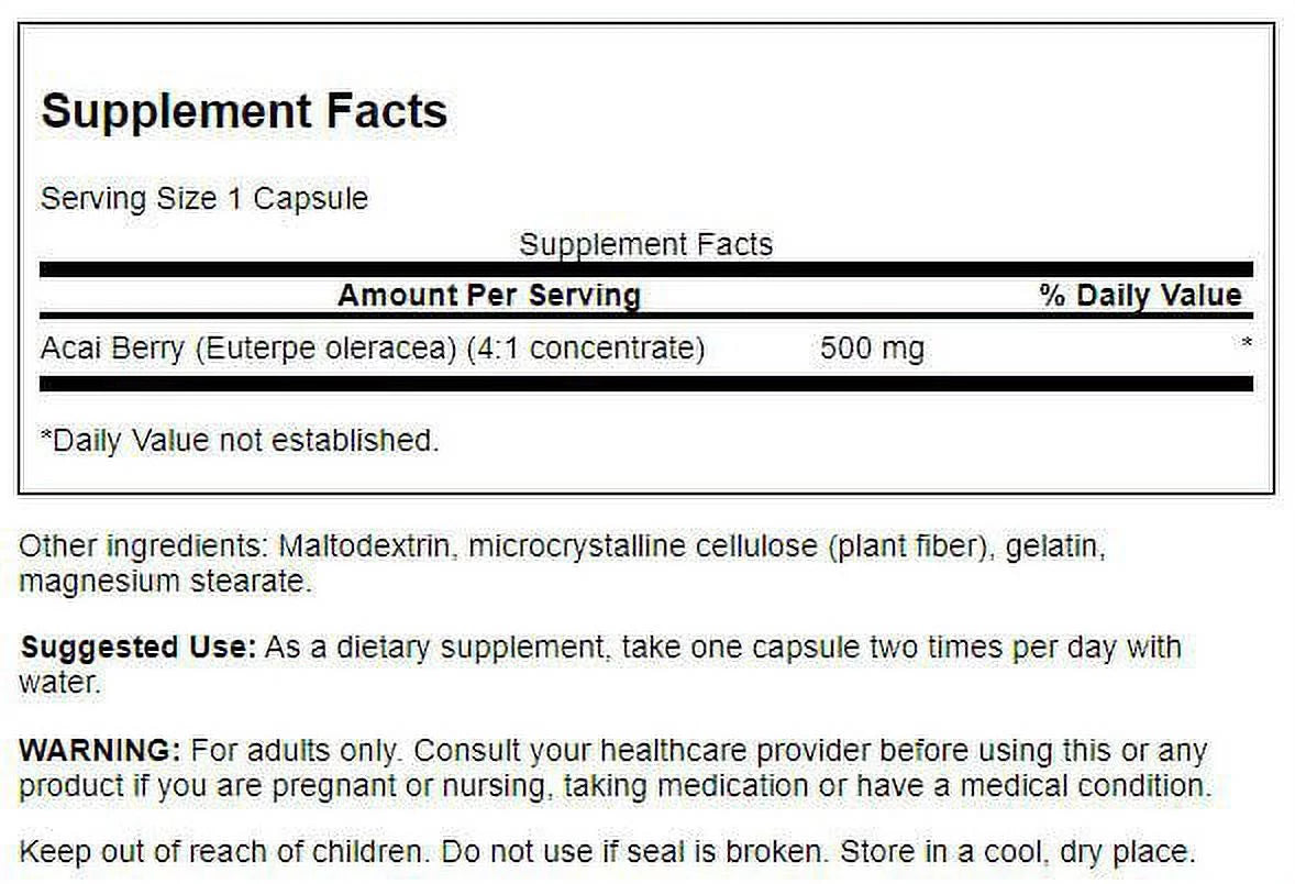 Acai Berry 500 Mg 120 Caps 3 Pack