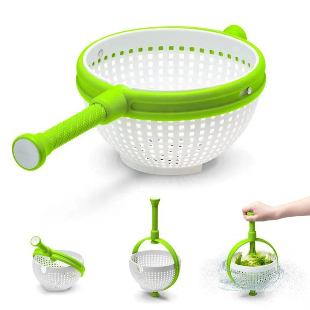 1PC Rotating Drainage Basket, Hand Pressed Vegetable and Fruit Salad, Rotating Cleaning and Dehydration Device for Storage