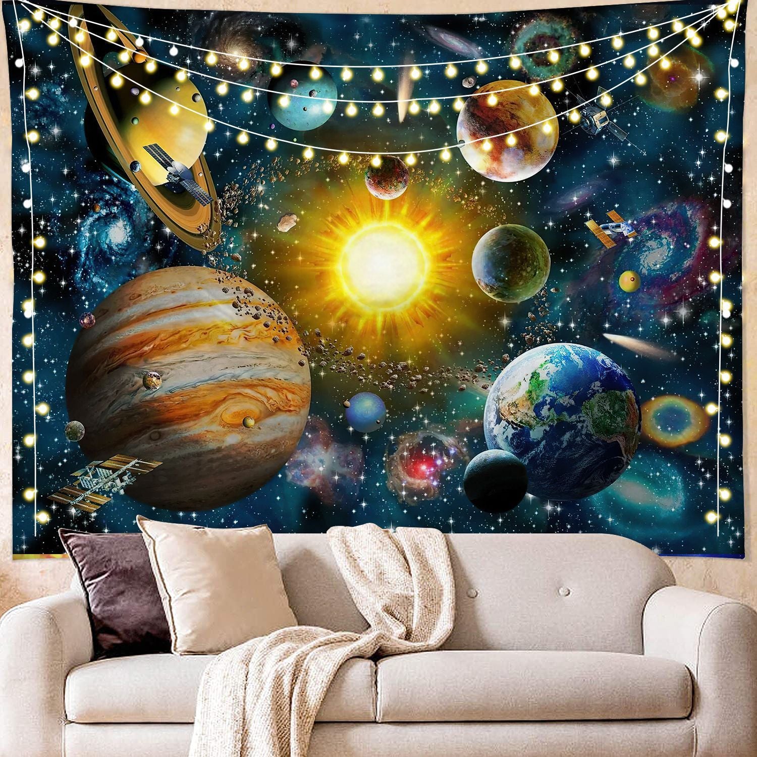 Digital Printing Colorful Starry Art Wall Tapestry