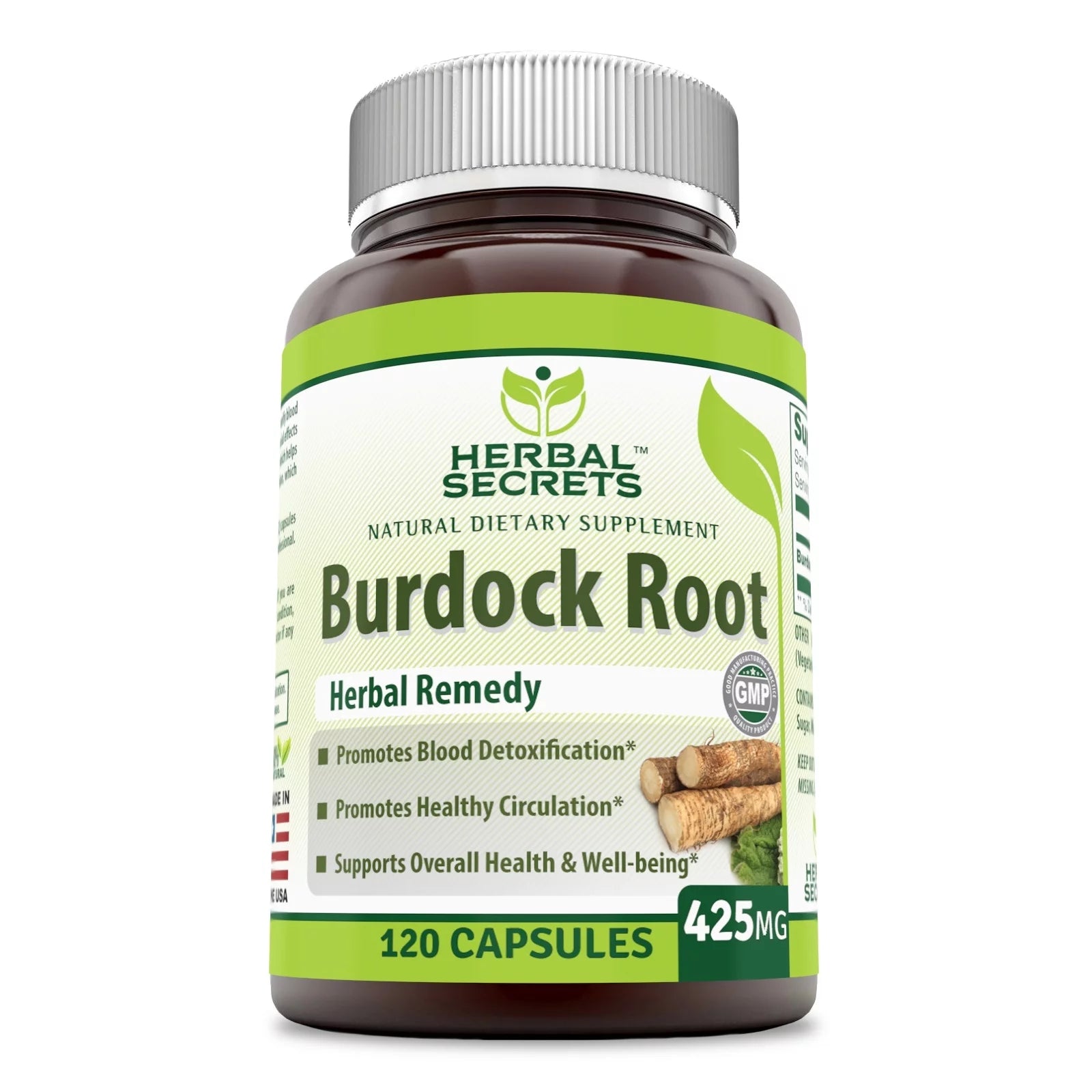 Burdock Root 425 Mg per Serving 120 Veggie Capsules Supplement | Non-Gmo | Gluten-Free | Made in USA | Suitable for Vegetarian