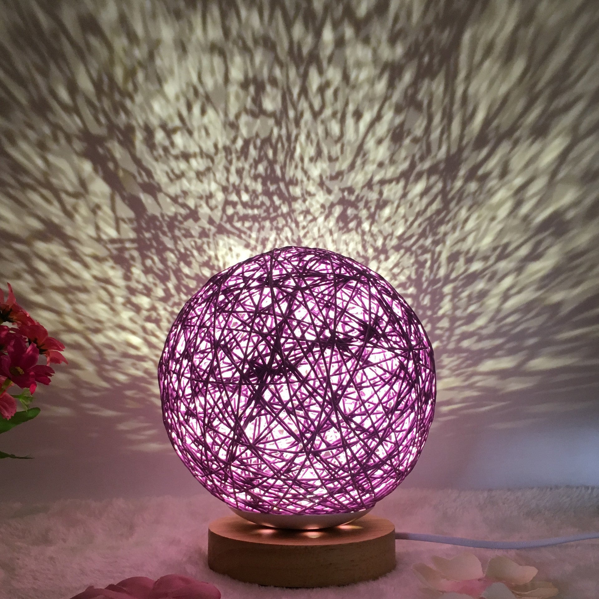 Table Lamp Novel and Unique LED Intelligent Remote Control Rattan Ball Lamp