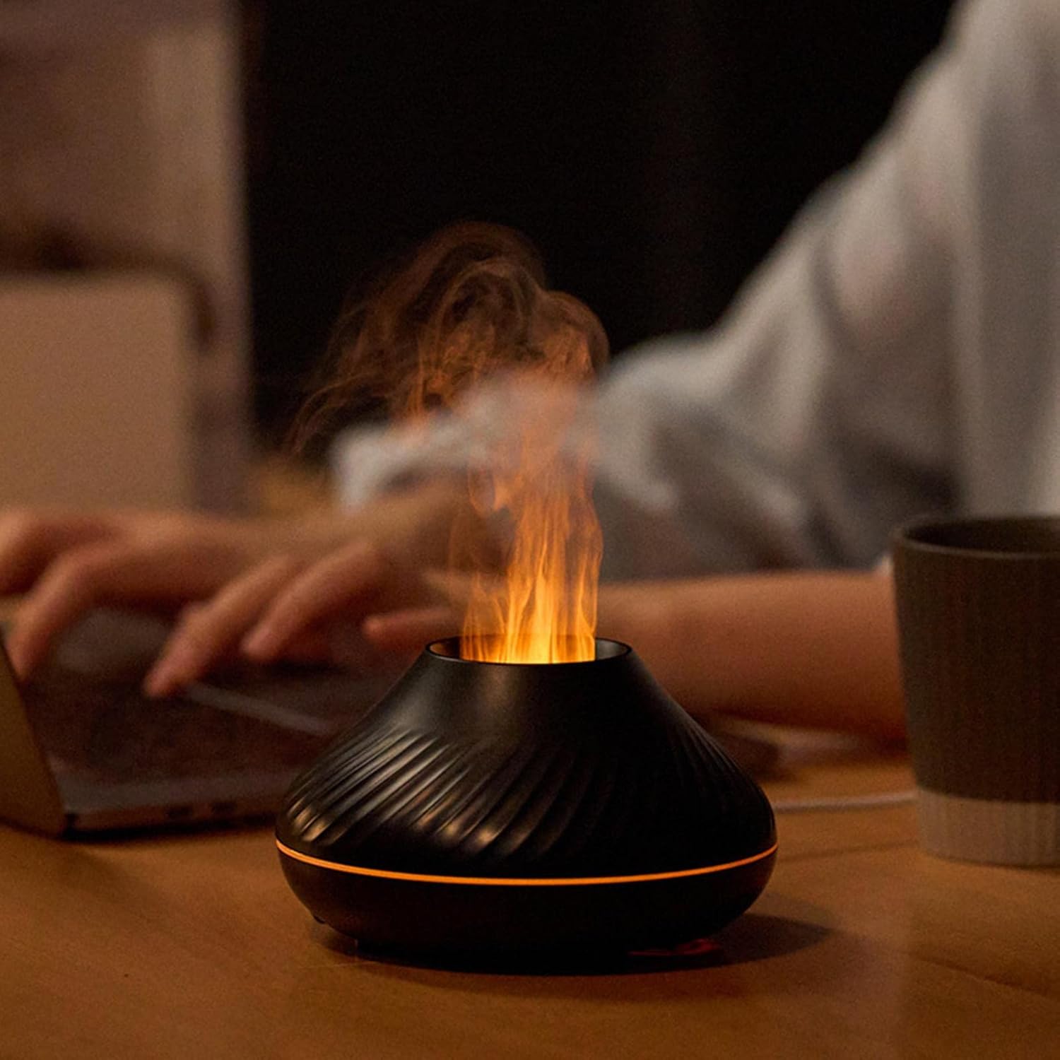 "Volcanic Aroma Diffuser: USB Portable Essential Oil Lamp with Color-Changing Night Light"