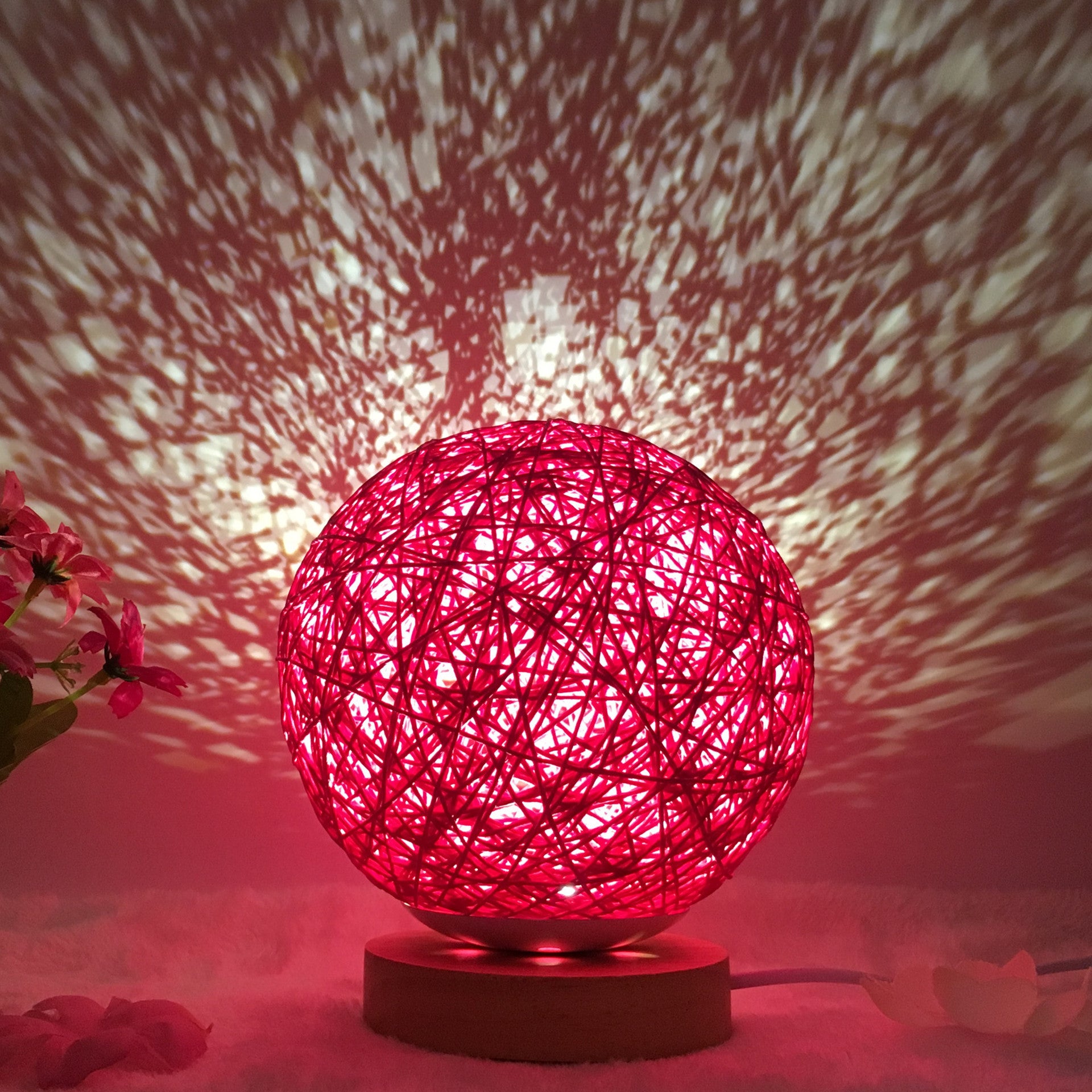 Table Lamp Novel and Unique LED Intelligent Remote Control Rattan Ball Lamp