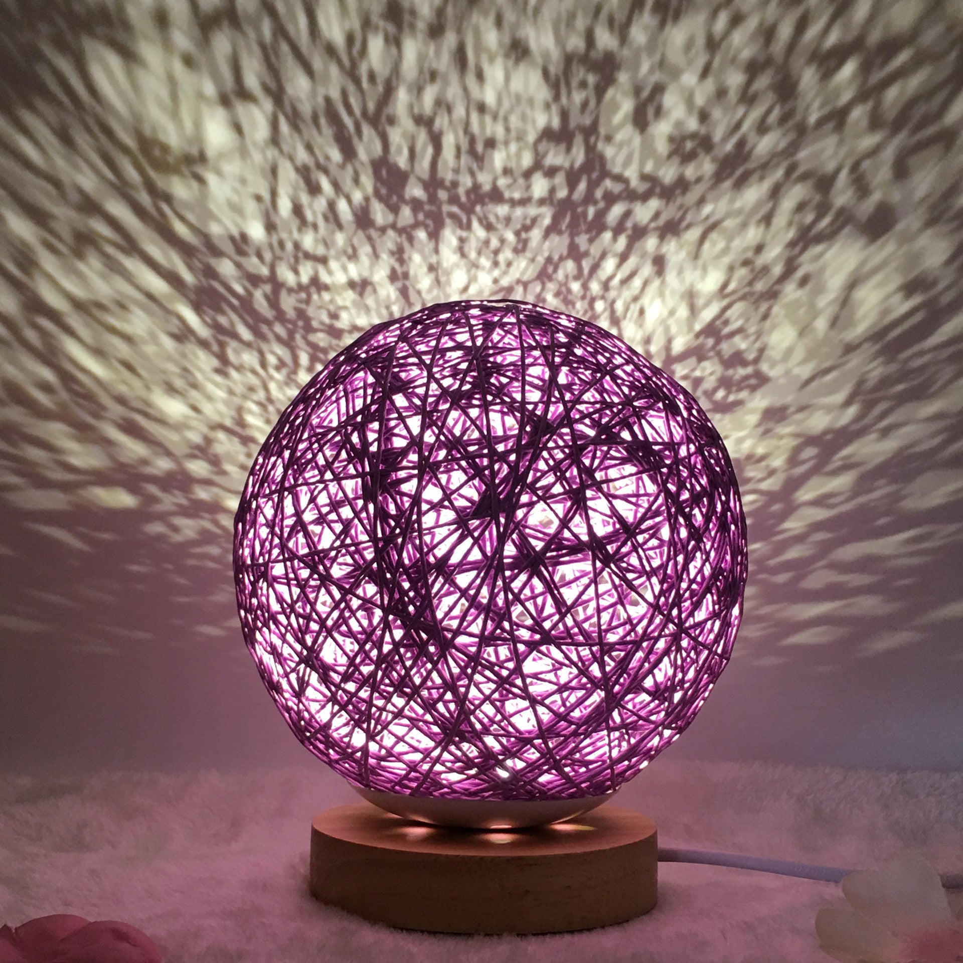 Table Lamp Novel and Unique LED Intelligent Remote Control Rattan Ball Lamp