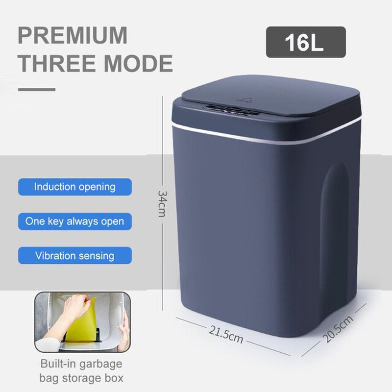 16L Smart Trash Can Automatic Sensor Dustbin Electric Waste Bin Waterproof Wastebasket for Kitchen Bathroom Recycling Trash