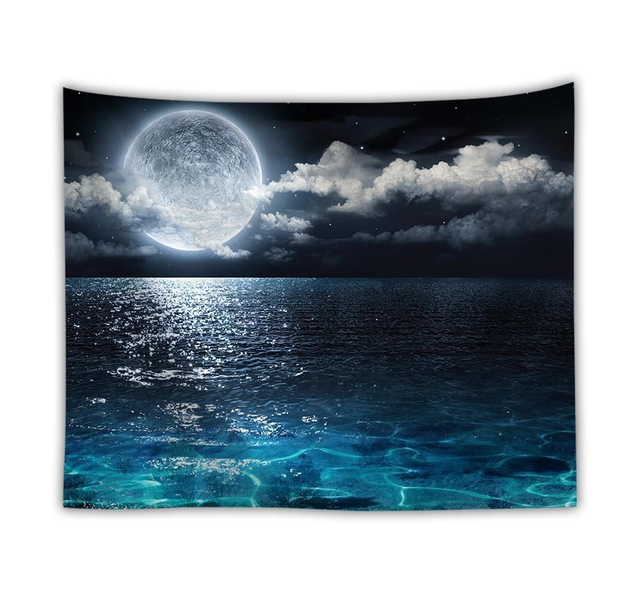 Ocean moon tapestry nature dorm decor wall tapestry