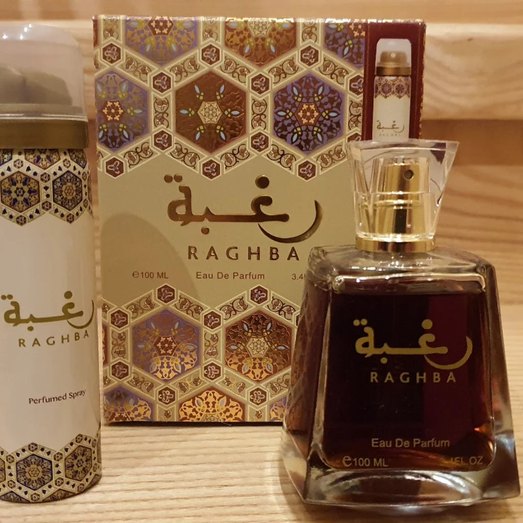 Raghba EDP Spray 3.4 Oz / 100 Ml & Deodorant 1.6 Oz for Unisex