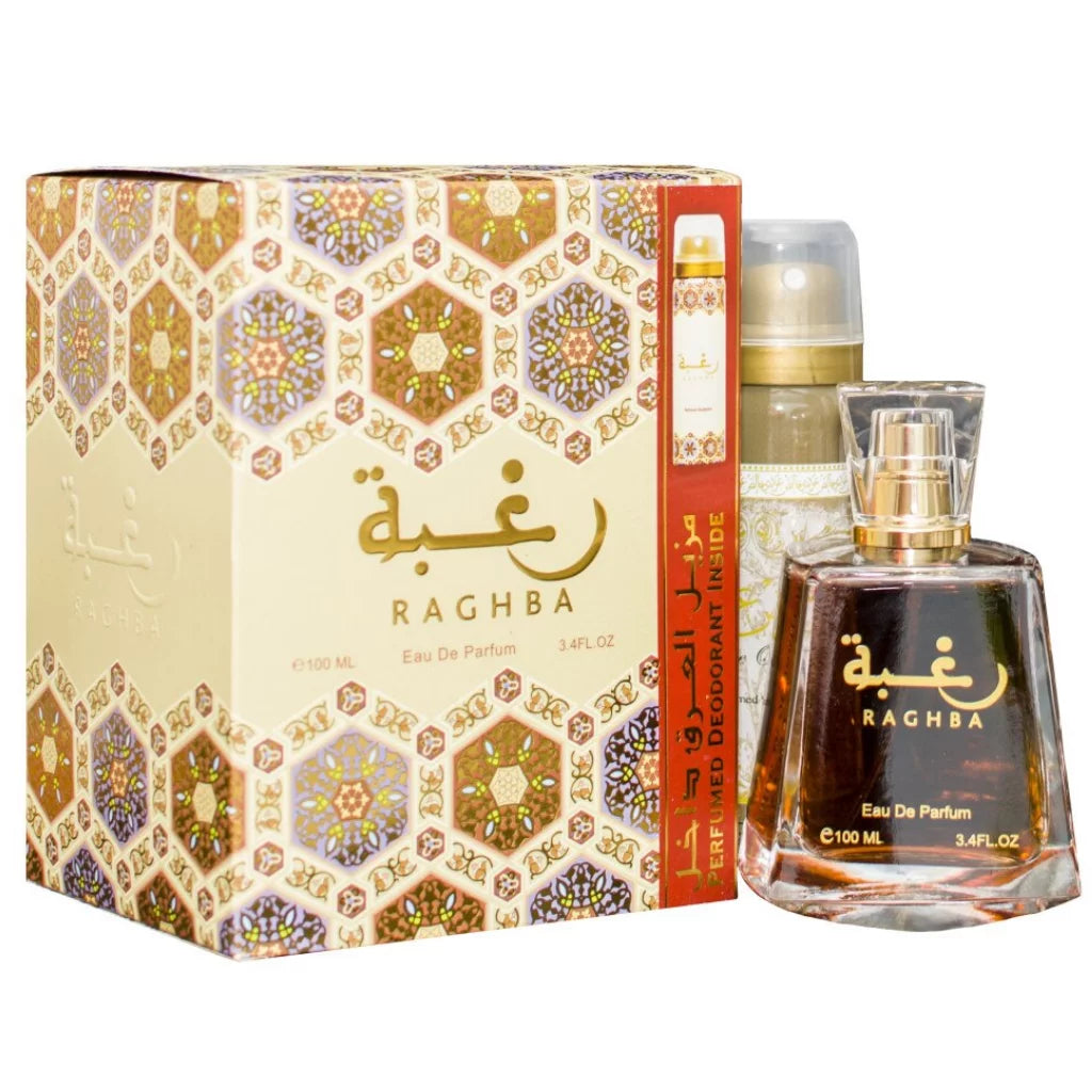 Raghba EDP Spray 3.4 Oz / 100 Ml & Deodorant 1.6 Oz for Unisex