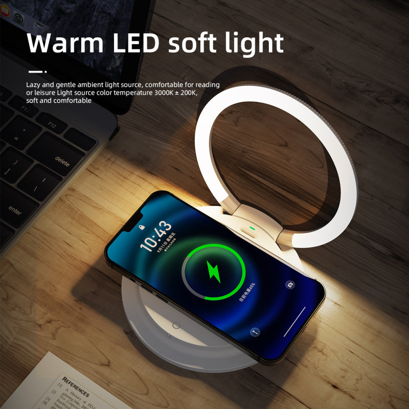 2 In 1 Wireless Charging 3 Gear Creative LED Small Night Light Portable Phone Stand Folding Bedside Lamp 15W Fast Charging