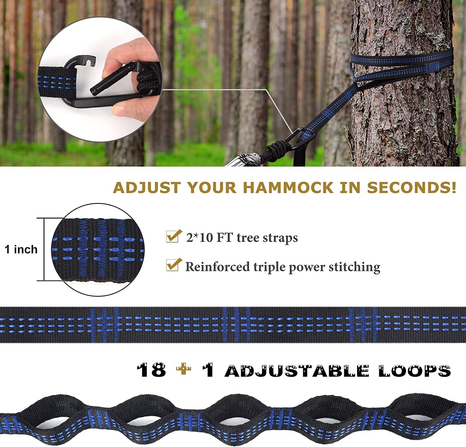 Camping Hammock with Net,Travel Portable Lightweight Hammocks with Tree Straps and Solid D-Shape Carabiners,Parachute Nylon Hammock for Outsides Backpacking Beach Backyard Patio Hiking