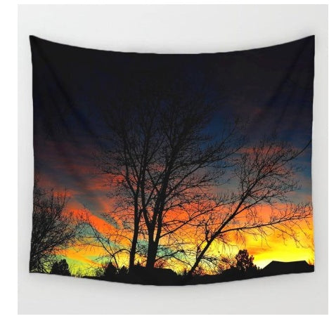 Fall Setting Sunset Tree Branches Art Wall Tapestry