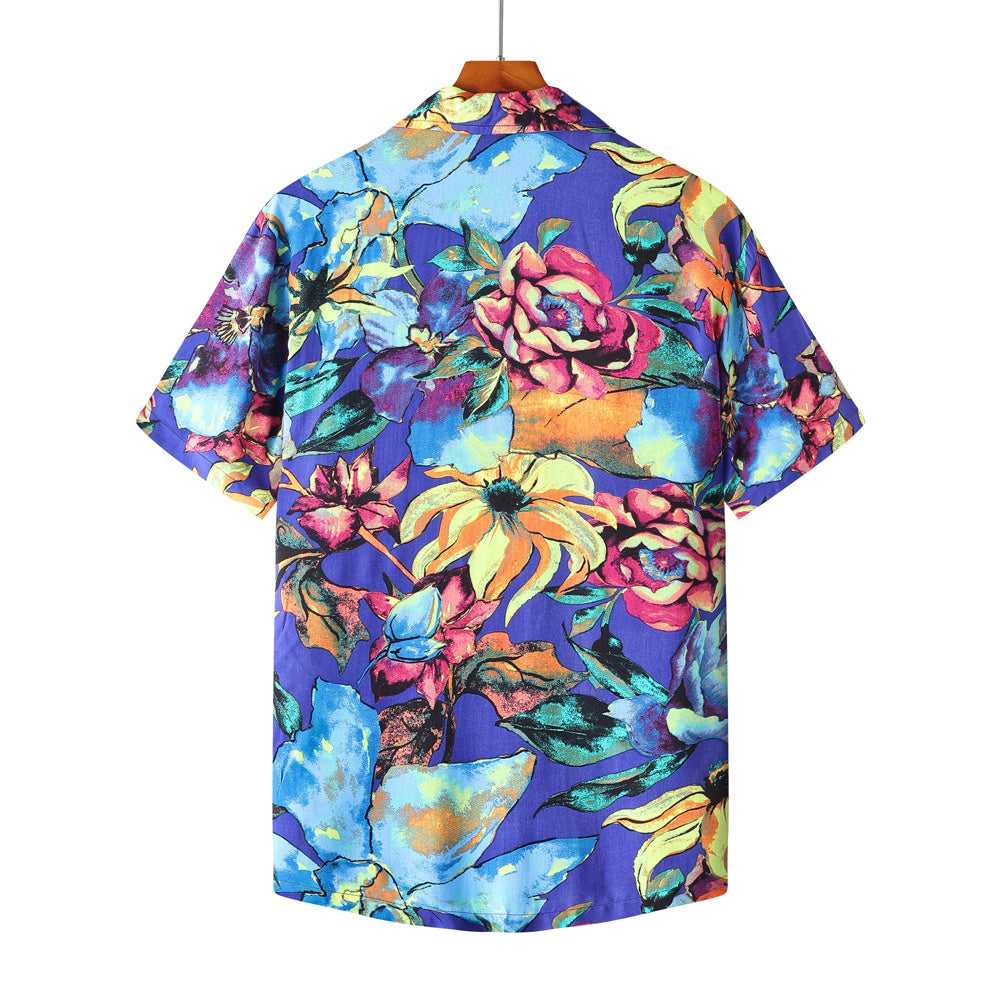 Men's Short Sleeve Shirt Fashion Loose Printed Shirt