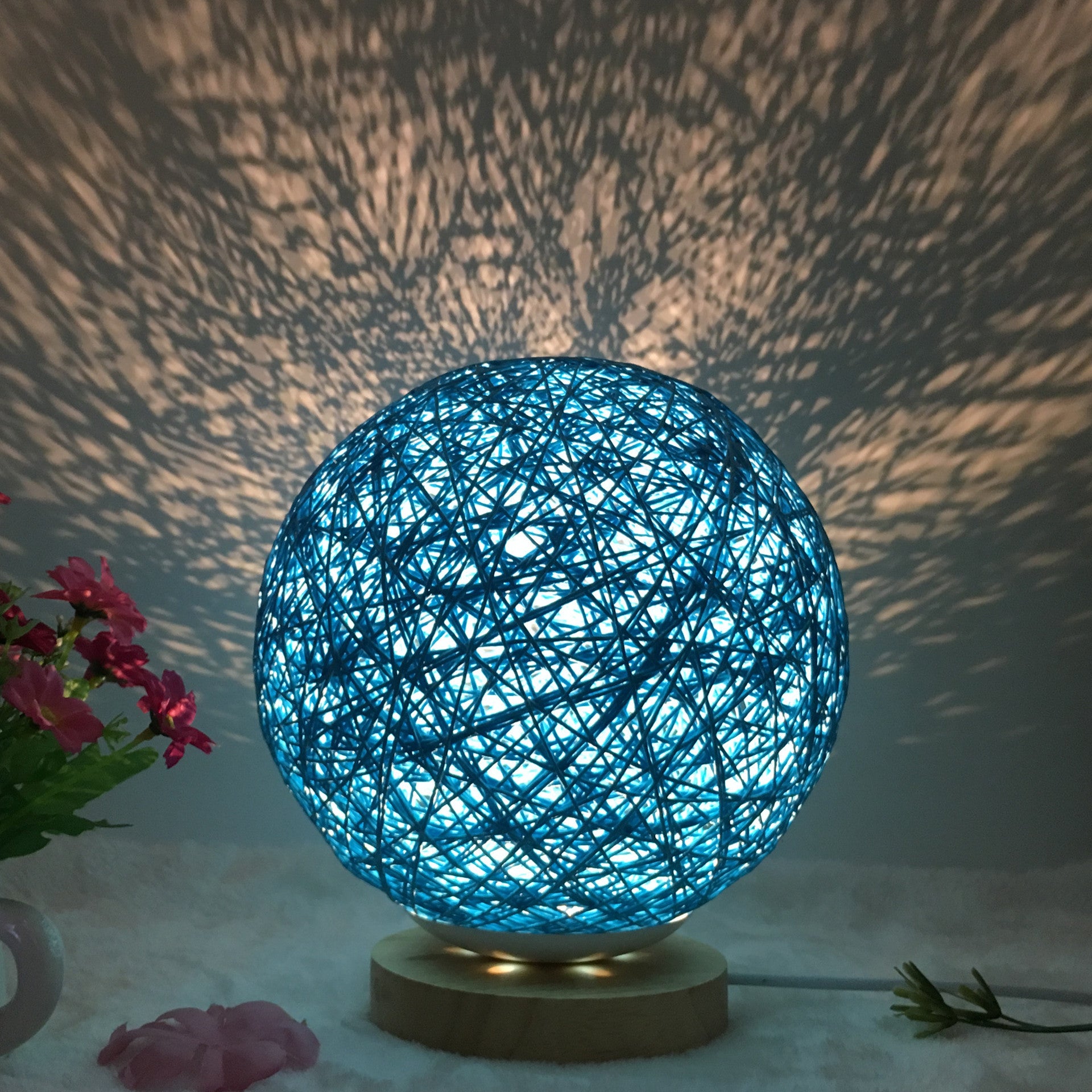 Table Lamp Novel and Unique LED Intelligent Remote Control Rattan Ball Lamp