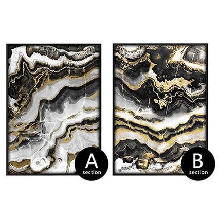 Canvas Wall Art, Abstract Black & Gold Marble Pictures