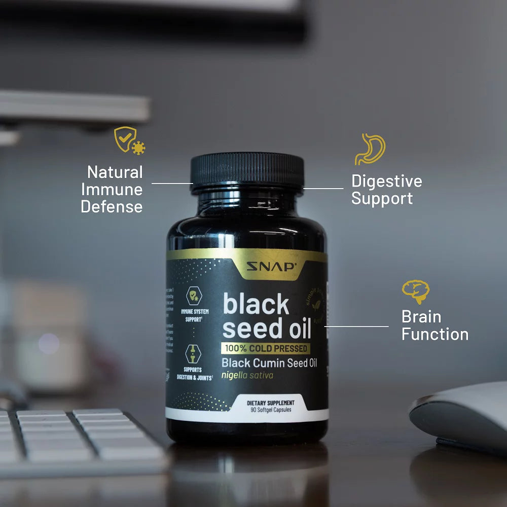 Natural Black Seed Oil Capsules 100% Cold Pressed  (90 Capsules)