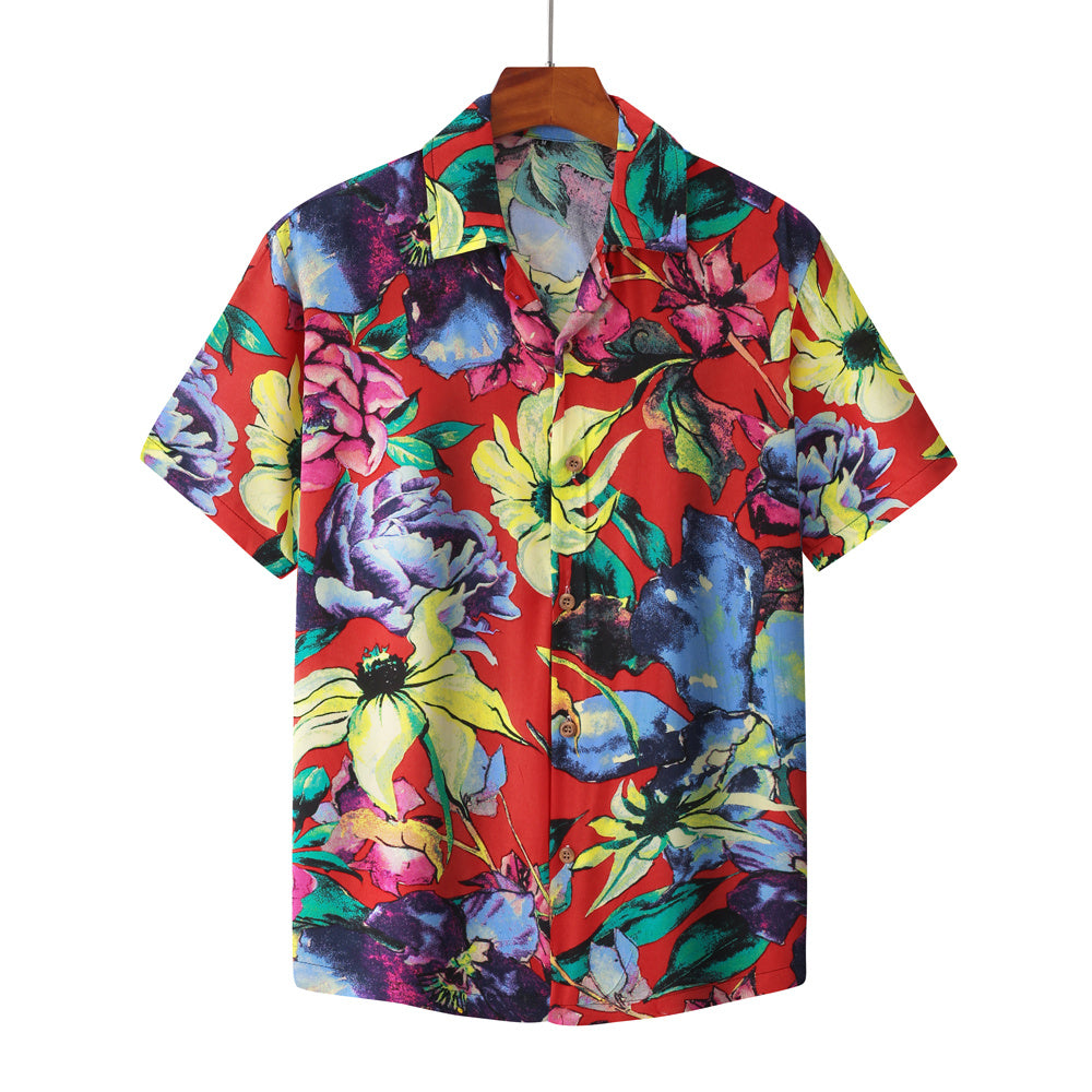 Men's Short Sleeve Shirt Fashion Loose Printed Shirt